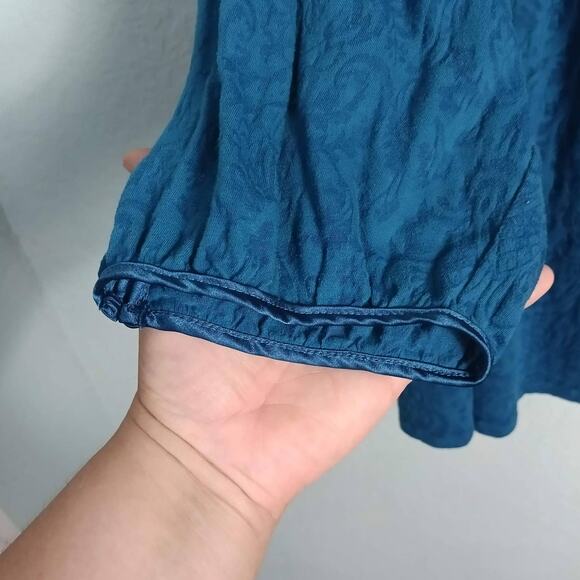 JUST MY SIZE Womens 4X (26W/28W) Blue Green Tunic Top Blouse Lace Sleeves Flowy - Picture 6 of 10